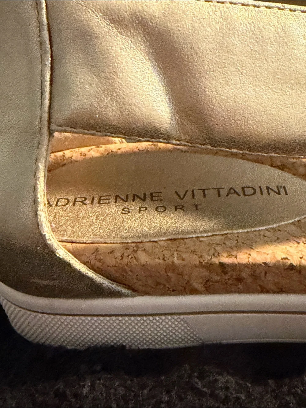 Adrienne Vittadini 'Claud' Sport Flatform Gold Zip Back Comfort Sandal Size 7.5